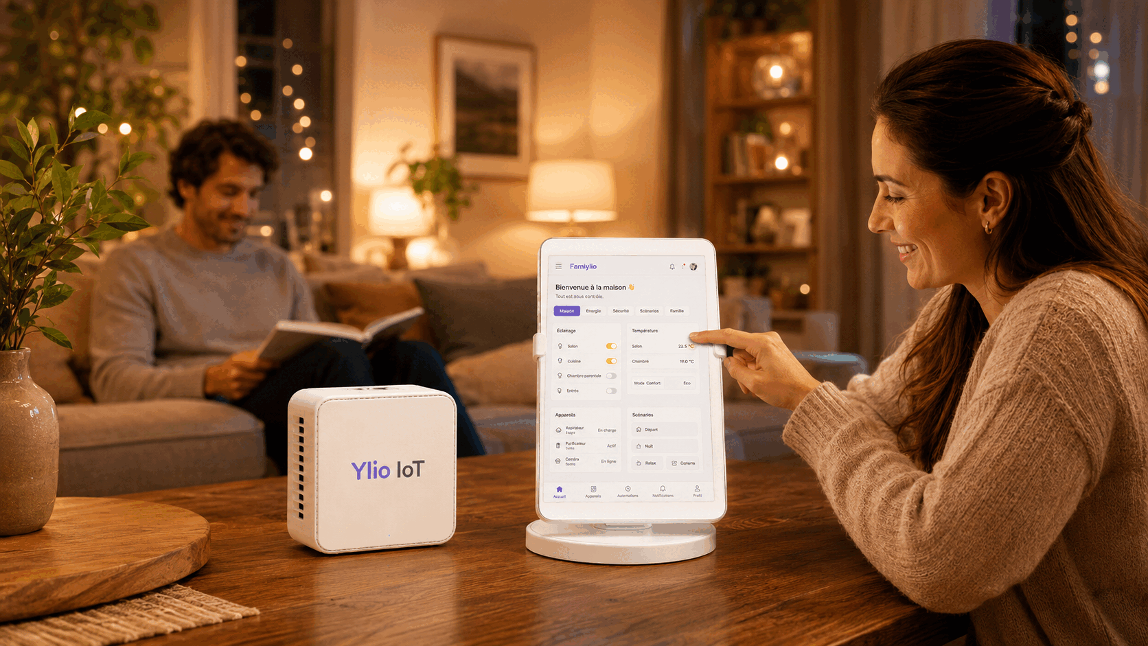 Ylio IoT animation lumiere eteinte pour la maison connectee Famylio